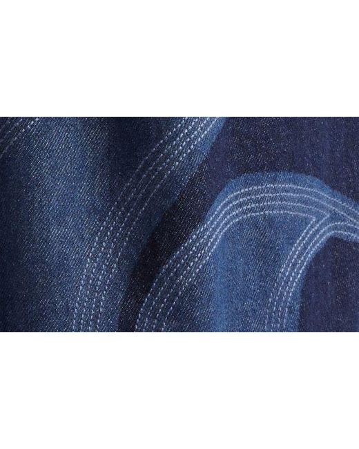 Dries Van Noten Blue Laser Print Embroidered Denim Wrap Coat