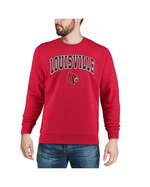 Men's Colosseum White Louisville Cardinals Arch & Logo Crew Neck Sweatshirt  