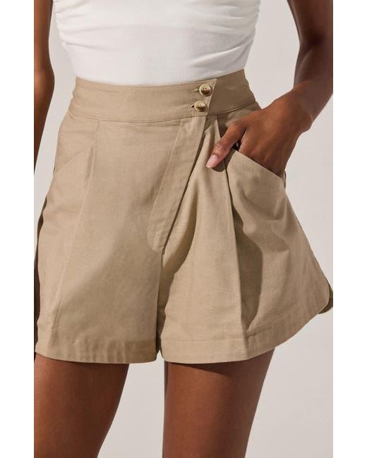 Astr Natural Asymmetric Pleat Shorts