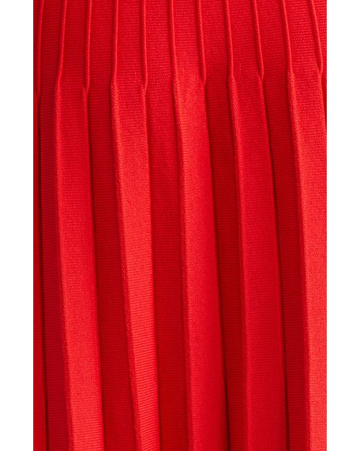 Staud Red Ellison Pleat Effect Sweater Dress