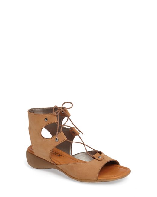 The Flexx Brown Lace-up Gladiator Sandal
