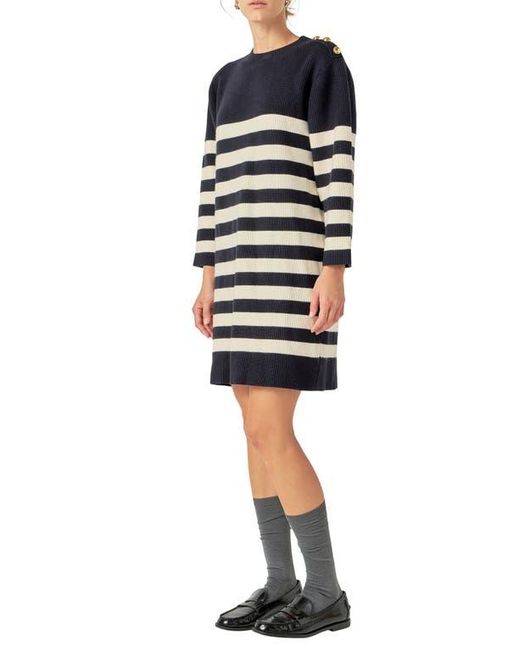 English Factory Black Stripe Long Sleeve Sweater Dress