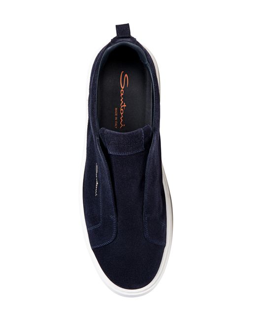 Santoni Blue Victor Slip-on Sneaker for men