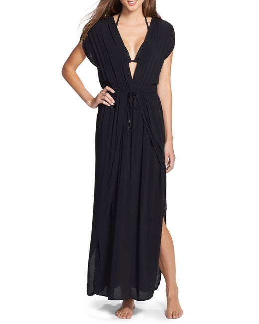 Elan Deep V-neck Cover-up Maxi Dress in Black | Lyst