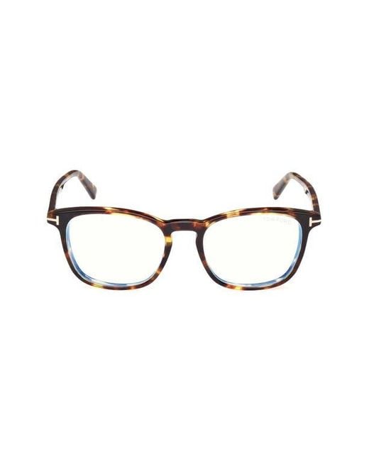 Tom Ford Brown 52Mm Square Optical Glasses for men