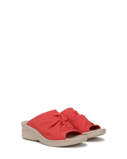 Bzees Red Smile 3 Open Toe Wedge Slide Sandal