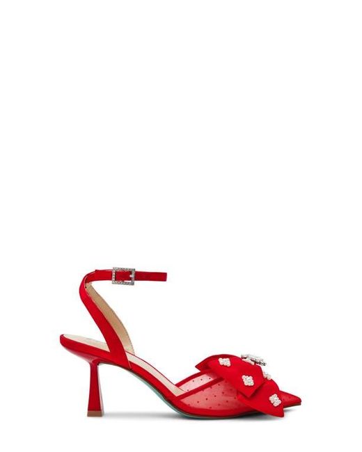 Betsey Johnson Red Mark Ankle Strap Mesh Pump