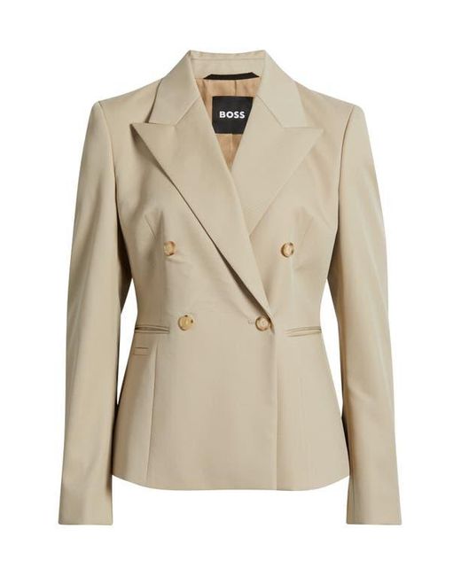 Boss Natural Jiamia Double Breasted Virgin Wool Blazer