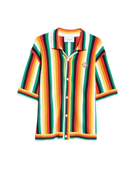 Casablancabrand Red Stripe Terry Cloth Camp Shirt for men