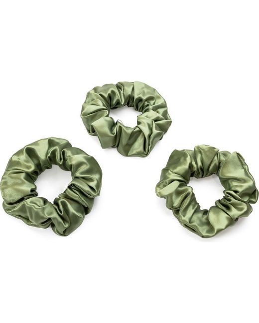 BLISSY Green 3-Pack Silk Scrunchies