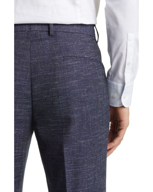 Boss Blue Genius Virgin Wool Blend Flat Front Dress Pants for men