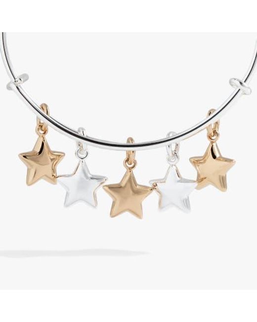 ALEX AND ANI White Puffy Star Multi Charm Bangle Bracelet