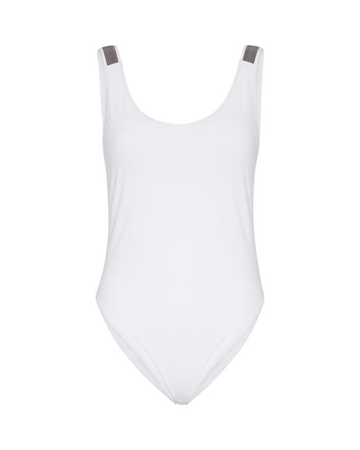 Brunello Cucinelli White One-Piece Swimsuit