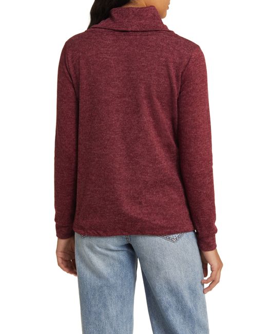 Loveappella Red Cowl Neck Knit Top