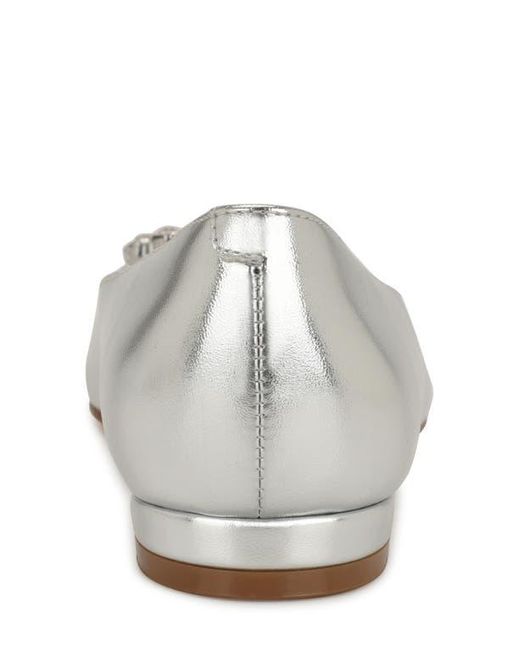 Nine West White Hearts Rhinestone Flat