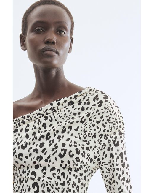 H&M Black Draped One-Shoulder Top