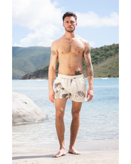 AUTO-REPLY™ Natural Solid 4-Inch Nylon Swim Trunks for men