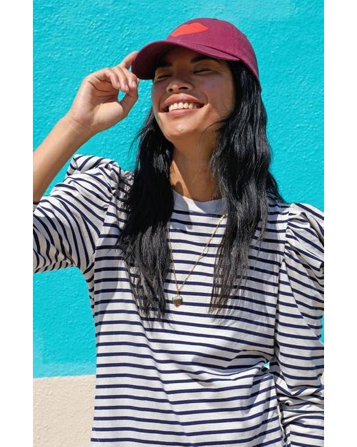 Clare V. Red Lips Graphic Baseball Cap