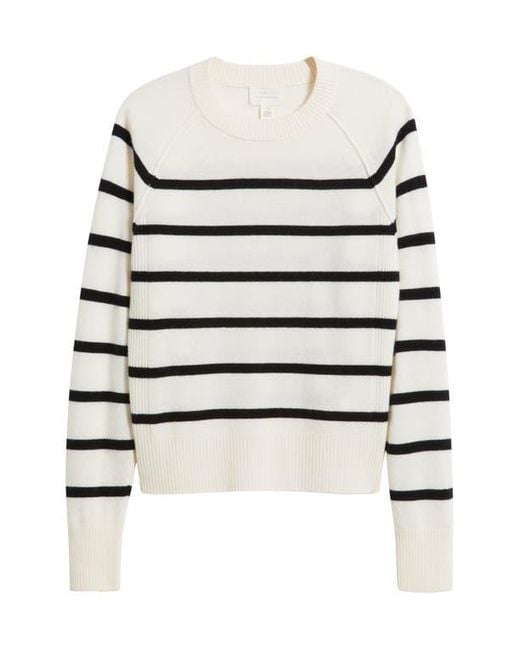 Caslon White Raglan Sleeve Wool & Cashmere Sweater