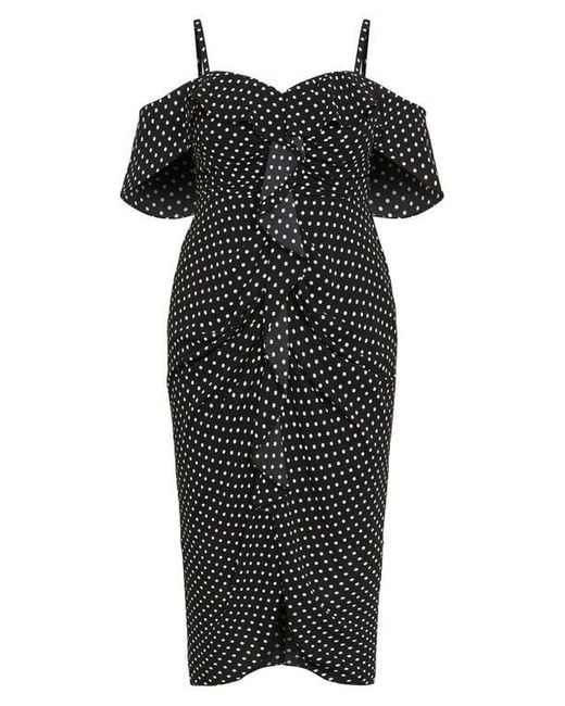 City Chic Black Gina Spot Off The Shoulder Midi Dress