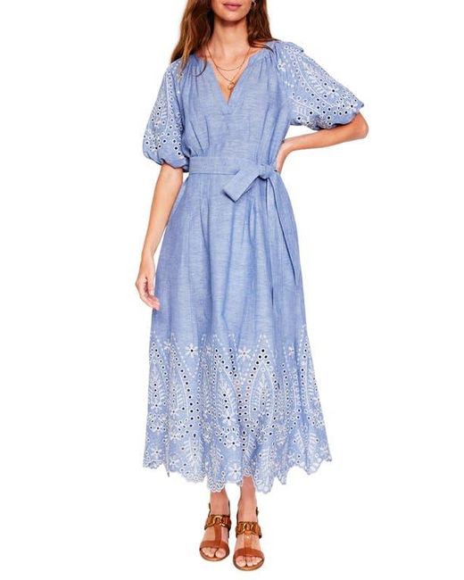chinese dress ladies Octavia Linen Blend Dress-Embroidered Chambray