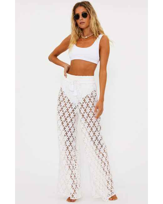 Beach Riot White Foster Wide Leg Lace Cover-up Pants