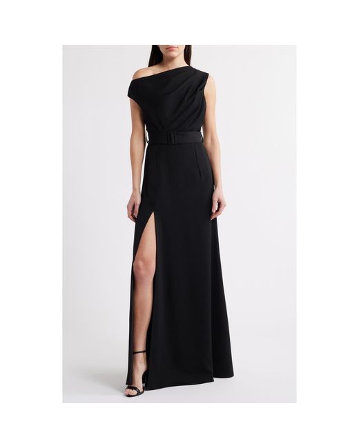 Black Halo Women's Black Caprina One-Shoulder A-Line Gown