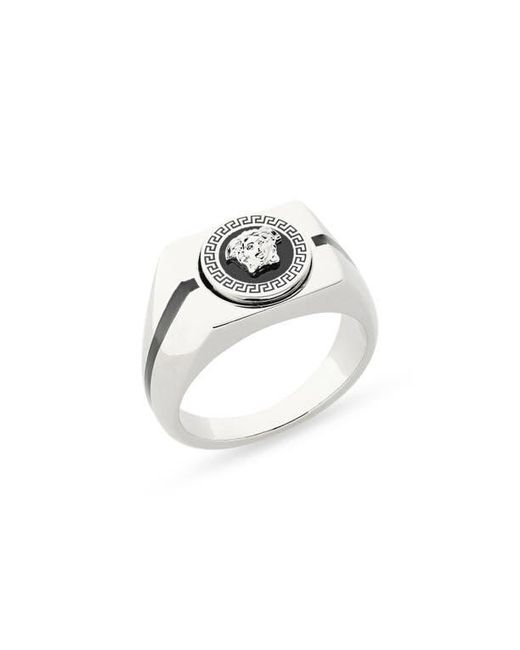 Versace Metallic Enamel Medusa Signet Ring for men