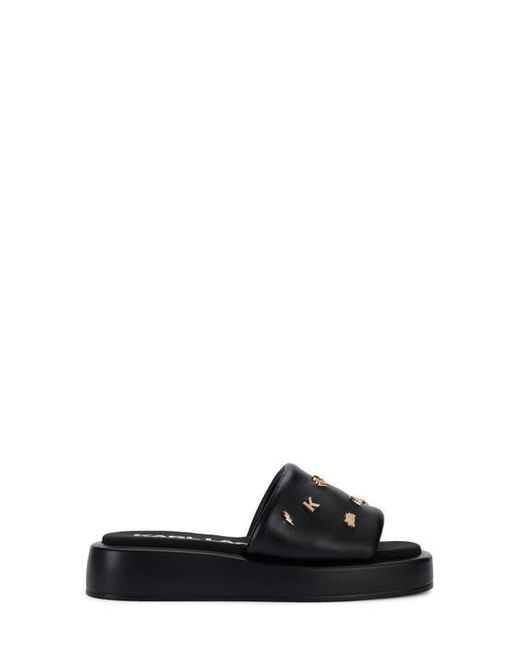 Karl Lagerfeld Gray Opal Studs Platform Slide Sandal