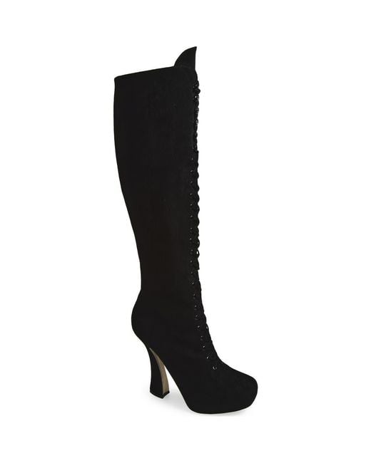 Jeffrey Campbell Black Pop-Off Faux Suede Tall Boot