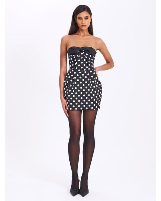 Miss Circle Blue Tahira Polka Strapless Mini Dress With Bow