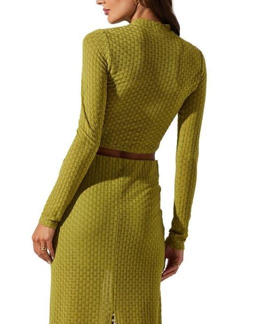 Astr Green Indah Long Sleeve Crop Top