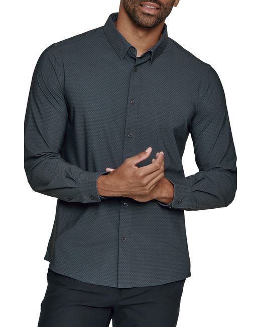 7 Diamonds Black Alder Geo Print Performance Button-up Shirt for men
