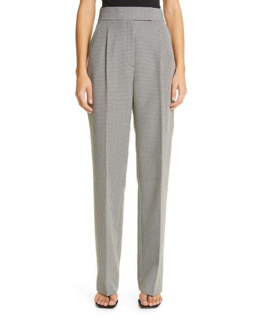 Alexander Wang Gray Houndstooth Pleated High Waist Wool Blend Pants