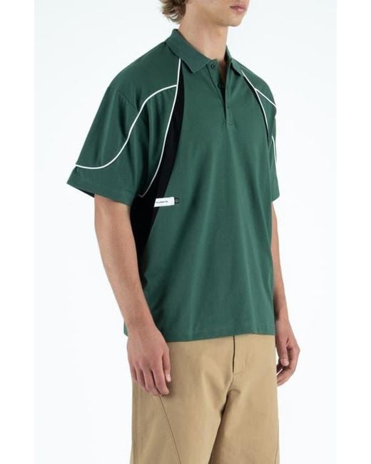 STUDENTS Green Captain Colorblock Polo for men