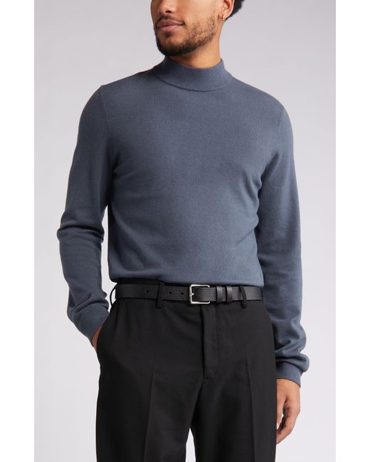 Open Edit Blue Mock Neck Sweater for men
