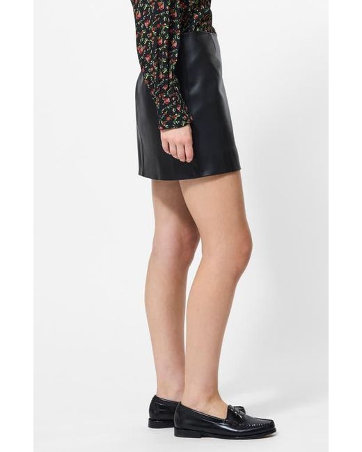 French Connection Black Dessa Faux Leather Miniskirt