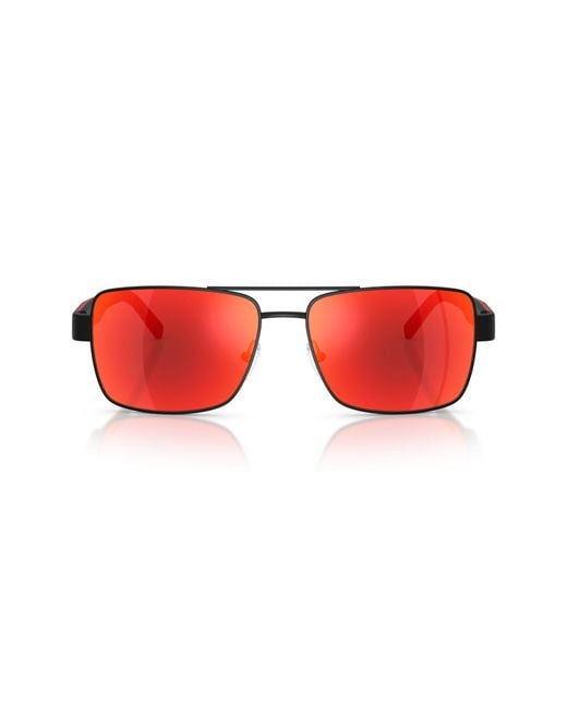 Scuderia Ferrari Red 59Mm Rectangular Sunglasses for men