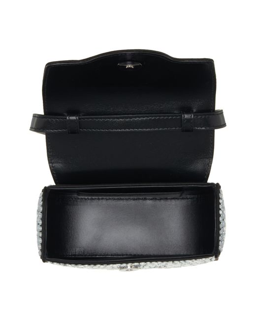 Versace Black Mini La Medusa Crystal Embellished Satin Top Handle Bag
