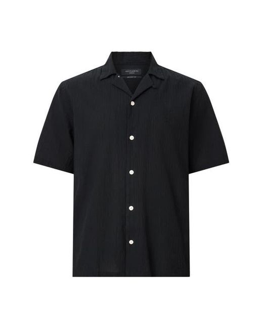AllSaints Black Haven Short Sleeve Camp Shirt for men