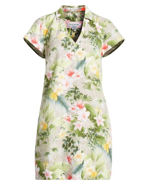 Tommy Bahama White Flora Riviera Short Sleeve Linen Dress