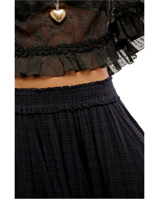 Free People Black Brynn Tiered Cotton Blend Maxi Skirt