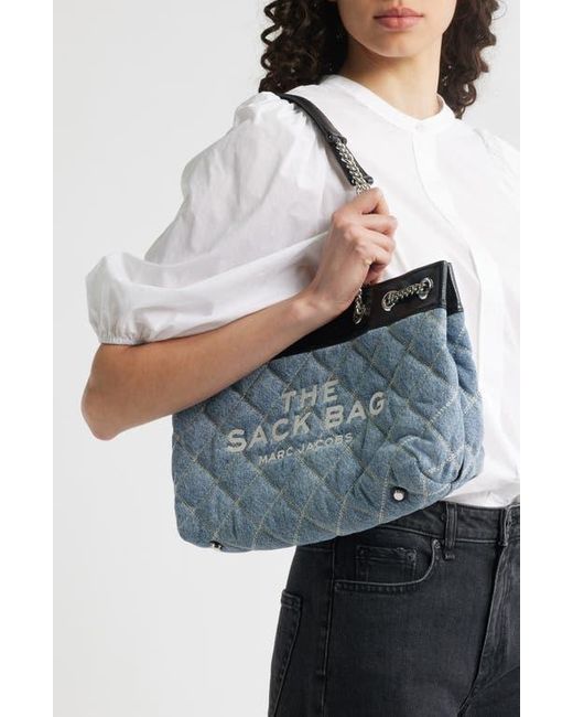 Marc Jacobs Blue The Quilted Denim Chain Sack Bag
