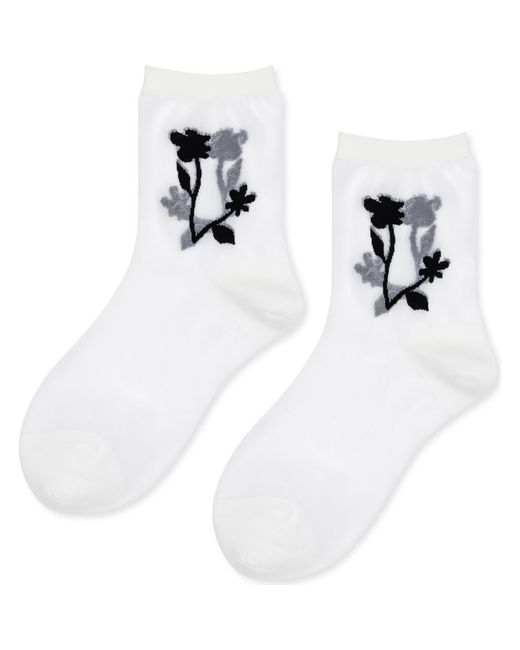 Hansel From Basel White Shadowplay Sheer Quarter Socks