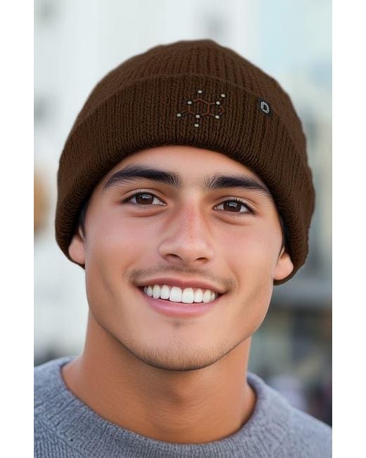 Alix Brown Molecule Beanie for men
