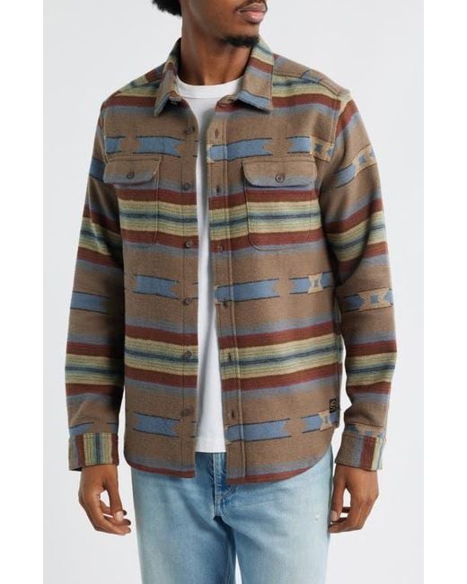 RVCA Brown Dayshift Blanket Stripe Flannel Button-Up Shirt for men