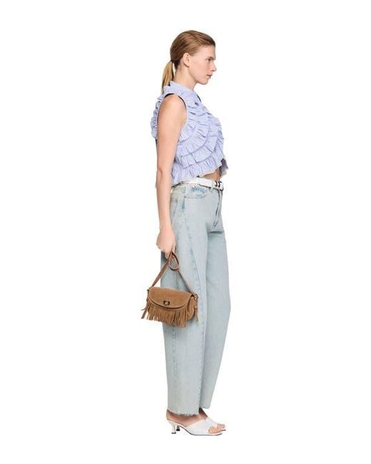 Sandro Natural Mini Mambo Suede Bag