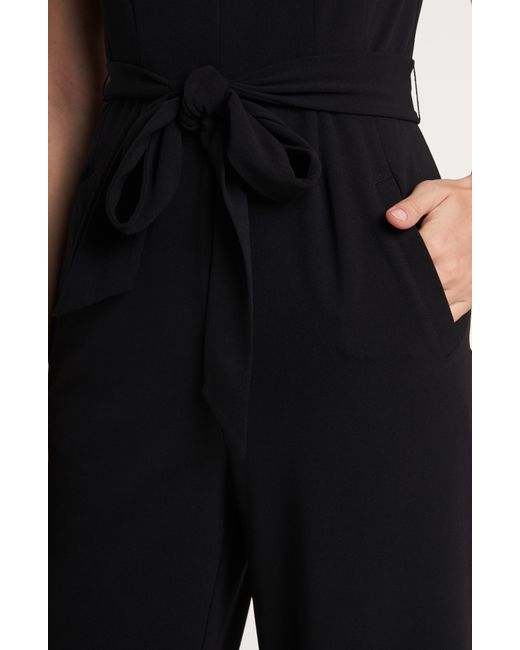 1.STATE Black Belted Sleeveless Jumpsuit