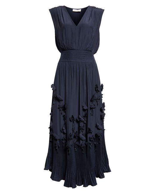 Ramy Brook Blue Jacqueline Floral Pleated Dress