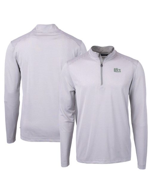 Cutter & Buck Blue /white Ivy League Drytec Tri-blend Virtue Eco Pique Micro Stripe Recycled Quarter-zip Pullover At Nordstrom for men
